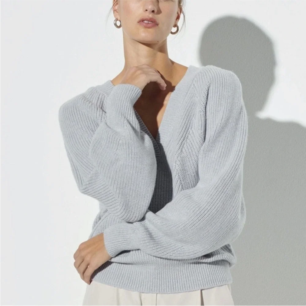 The Reset R Label gray must have v neck sweater